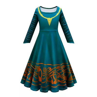 Brave For Merida Cosplay Costume Princess Xmas Dress For 2-10 Age Kids Child • $9.22