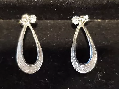 $119.95 • Buy 14k Solid White Gold Pierced Cz Stud Earrings W/removeable Jackets 1.7 Gr