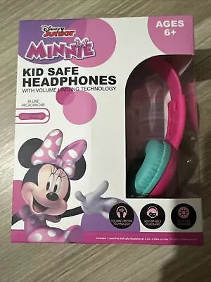 Disney Minnie Mouse Kid Safe Headphones Ages 6+ Vol Limit New Mic In Line 2023 • $14