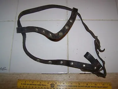 Vintage Black Leather Western Horse Bridle Headstall W Studs Spotted • $50