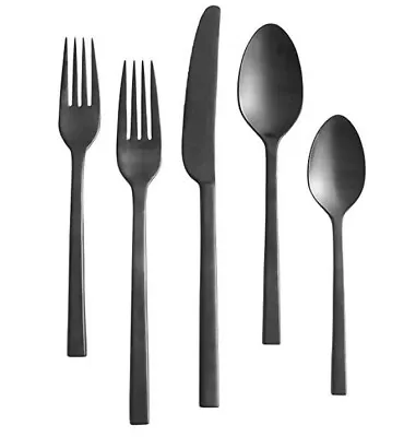 Vera Wang Wedgwood Cutlery Black Polished Noir 5-Piece Place Setting - 8 Sets • $800