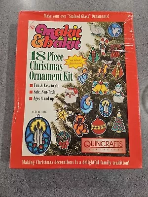 Makit & Bakit 18 Piece Christmas Ornament Kit Stained Glass Sun Catchers Sealed • $115