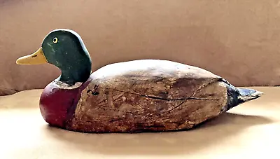 Vintage Wooden Carved Painted Mallard Duck Decoy From Maine • $39