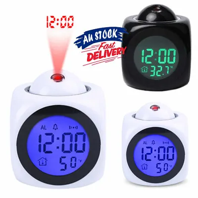 £13.85 • Buy Time Digital LCD Display Temperature Clock Projector LED Projection Alarm Smart