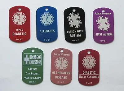 Medical Alert Tag Keychain Or Necklace - Free Custom Engaving • $9.99