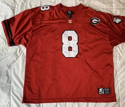 Georgia Bulldogs #8 Jersey Mens XL Red UGA Dawgs Mesh Starter Sewn Stitched • $24.99