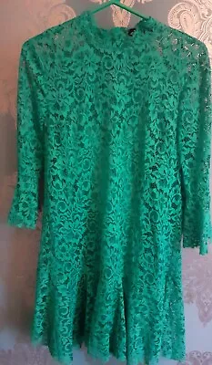 £4.99 • Buy Stunning ZARA WOMAN Emerald Green New Lace Dress With Camisole Attached Size M 