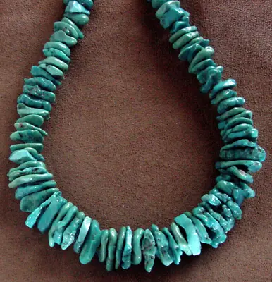 BIG 30  L VINTAGE SANTO DOMINGO/NAVAJO NATURAL MORENCI TURQUOISE NECKLACE 192.6g • £608.03