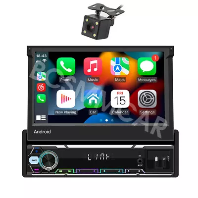 1Din Car CarPlay Radio GPS Wifi Android 13 7in Multimedia Player W/4LED Camera • $129.50