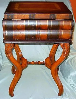 Unique Vintage Handcrafted Stacked Books Accent End Table With Top Storage Space • $439.99