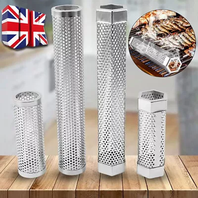 BBQ Grill Pellet Smoker Tube 6/12'' Hot Cold Smoke Box Generator Stainless Steel • £7.49