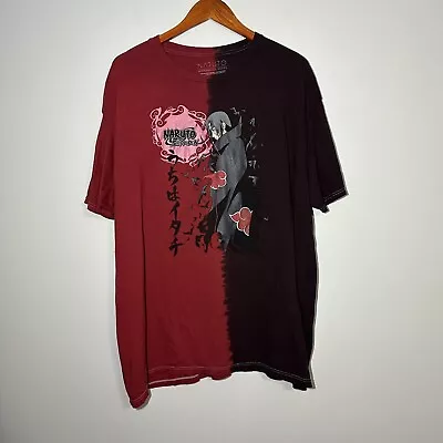 Y2K Naruto Shippuden Collection T-Shirt Itachi Uchiha Mens XL Split Red Tie Dye • $11.20