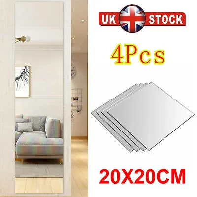 4/16PCS Mirror Tile Wall Sticker Square Self Adhesive Room Decor Stick On Art UK • £37.04