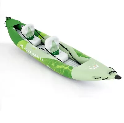 Inflatable Kayak 2 Person Aqua Marina Recreational 13.6 Feet Green W Paddle Set • $339.20