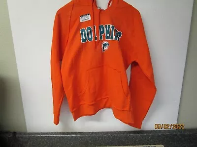 Miami Dolphins Woman' Large Orange Hoodie Pullover NFL Team Apprael Football NWT • $39.95