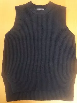 M&S Collection Ribbed Crew Neck Knitted Vest In Navy Size 12 • £9.99