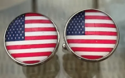£3.45 • Buy Usa American Flag Domed Effect Cufflinks....nice Mens/womens Gift-free Pouch