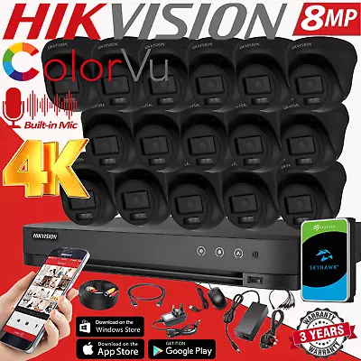 HIKVISION 4K ColorVu 8MP Audio Camera CCTV Security System Night Vision Outdoor • £150