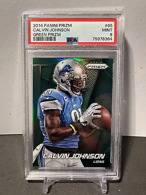 2014 Calvin Johnson  Megatron  Green Prizm Sp Psa 9 Mint Detroit Lions Low Pop • $48