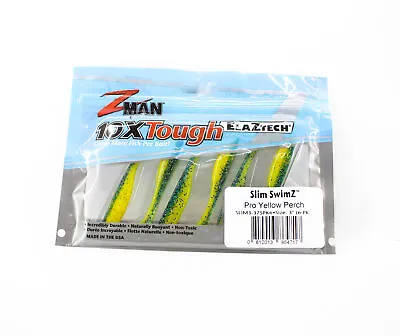 Zman Soft Lure Slim SwimZ 3 Inch 6/Pack Pro Yellow Perch (4717) • $20.90