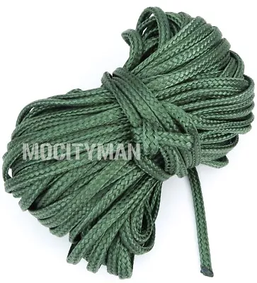 Military Coreless Nylon Rope Cord Hollow Flat Braid Green 3/16  X 75 Ft  USA • $8.95