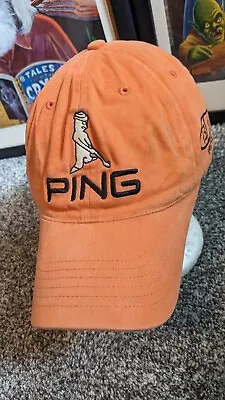 Vintage PING Golf  I3 Irons Baseball Hat Cap Size L/XL Fitted Orange Black  • $22.04