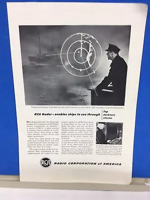 Vintage 1947 RCA Radio Corp. Radar Dark Storms Marine Military Print Ad • $2