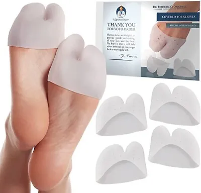 $18.09 • Buy  Covered Toe Sleeves - 4 Pieces - Gel Toe Protectors With Metatarsal Pads - 