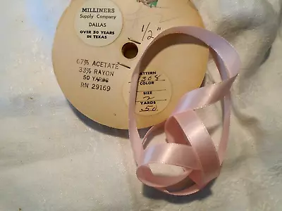 1/2  Vintage Single Face Satin Ribbon - Pink - Acetate/ Rayon  Bty • $2