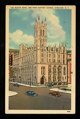 New York NY Postcard Syracuse Mizpah Hotel First Baptist Church Linen • $4.49