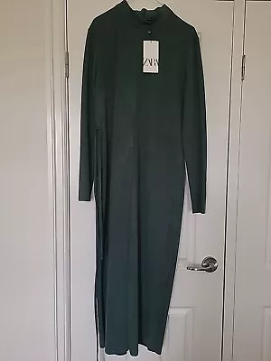 Zara Green Autumn/winter Dress - Size LARGE • $45