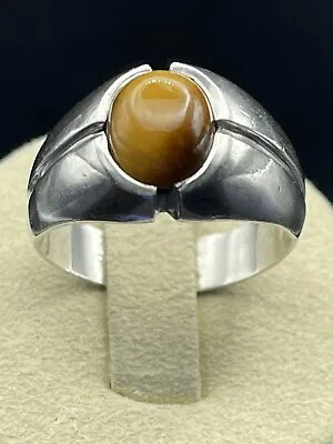 Chunky Men’s Sterling Tigers Eye Ring Size 10.5 • $49.99