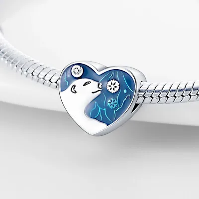 Polar Bear Snow Star Love Heart Bead Charm Sterling Silver 925 • £14.99