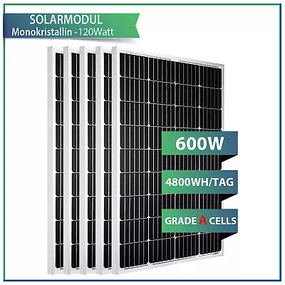 600W Mono Solar Panel 12V Off Grid RV Power Caravan Charger Boat Free Delivery • £153.10
