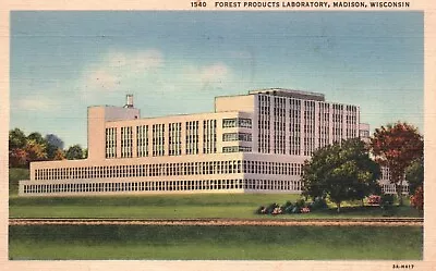 Postcard WI Madison Forest Products Laboratory 1938 Linen Vintage PC F8287 • $2