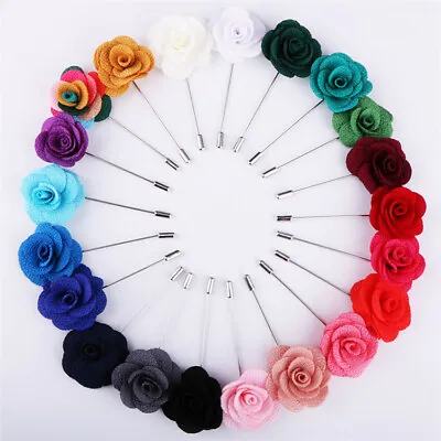 Pin Badge Lapel Flower Colourful Cotton Brooch Vintage Wedding Groom Suit • £5.99