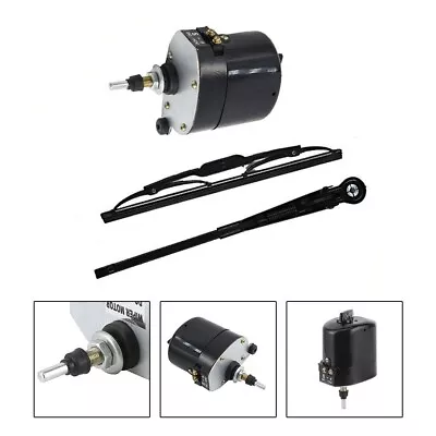 Black Universal Windscreen Wiper Motor With 12V Blades For Fishing Boat • $61.03