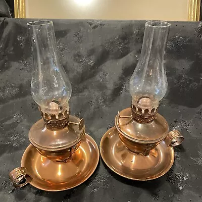 2 Vintage Copper Finger Hole Oil Lamps. Small And Adorable. No Wicks Included • $25