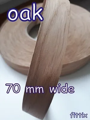 Iron-on Edging Preglued Real Wood Oak Veneer Edge Banding Tape 70 Mm White Oak • £2.69