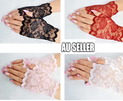 Black White Red Lace Fingerless Short Gloves 80s Madonna Costume Burlesque • $5.99