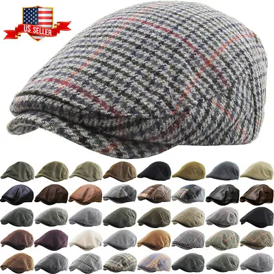 Newsboy Ivy Ascot Cabbie Hat Cap Plaid Wool Herringbone Gatsby Golf Driving • $17.95