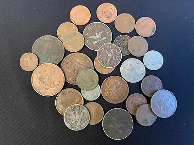 Lot Of 28 Cull Ugly & Worn Coins Ireland Australia Papau New Guinea Free Ship • $0.99