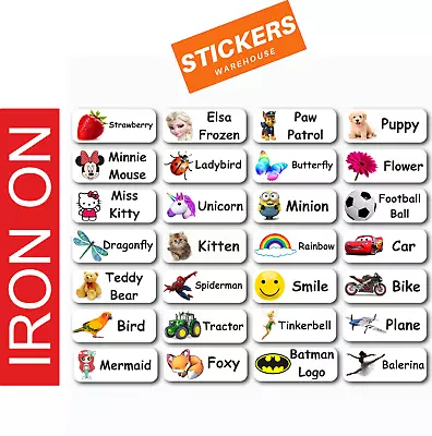 IRON ON Personalised Name School Uniform Stickers Clothing Tags Kids 25pcs • £3.99