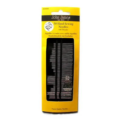 John James 50 Hand Sewing Needles With Threader JJ40000 • £2.50