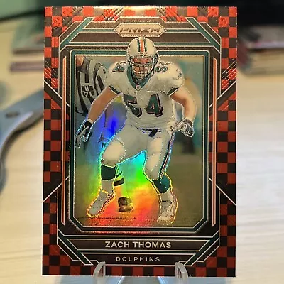$20 • Buy Zach Thomas 2022 Prizm Football Red & Black Checkerboard #186 Dolphins  SSP