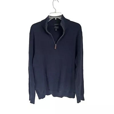 J.Crew Cotton Cashmere 1/4 Zip Sweater Navy Blue Size Med • $24.99