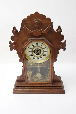 VINTAGE Waterbury 8 Day  Time Strike  Hour & Half  Hour  Mantle Clock UNTESTED • $117.94