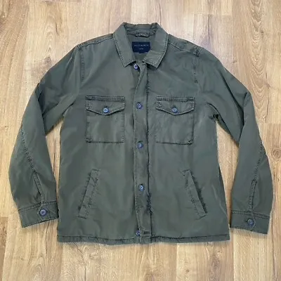 All Saints Jacket Men L Slim Fit Military Army Field Coat Olive Green • $44.99