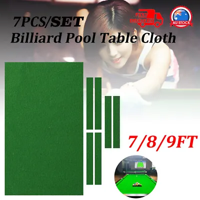 7PCS Worsted Billiard Snooker Pool Table Cover Cloth W/ Felt Strip Heavy Duty • $41.99