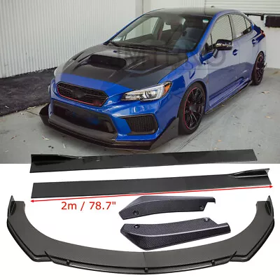 For Subaru WRX / STI Side Skirt Front & Rear Bumper Lip Spoiler Splitter Carbon • $199.29